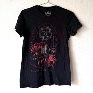 Black Craft Cult Black Skull Tee Shirt Top Women's Large